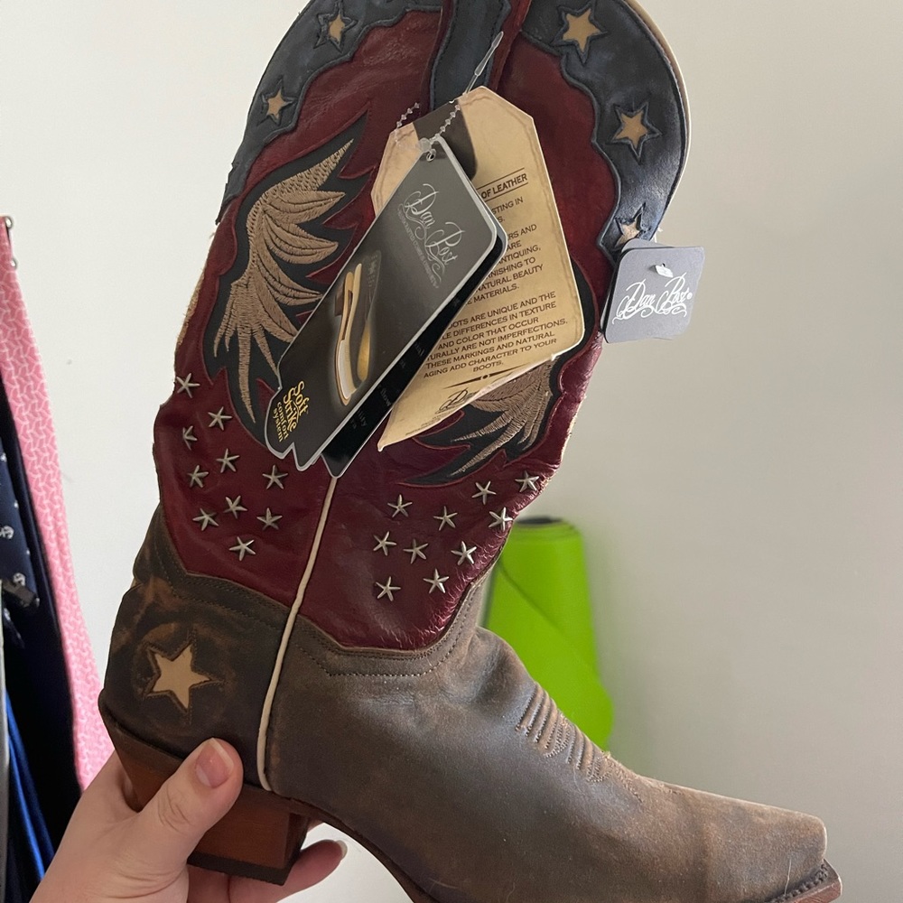 Dan Post Women’s 10 Red Blue Gold Star-studded Americana Boots